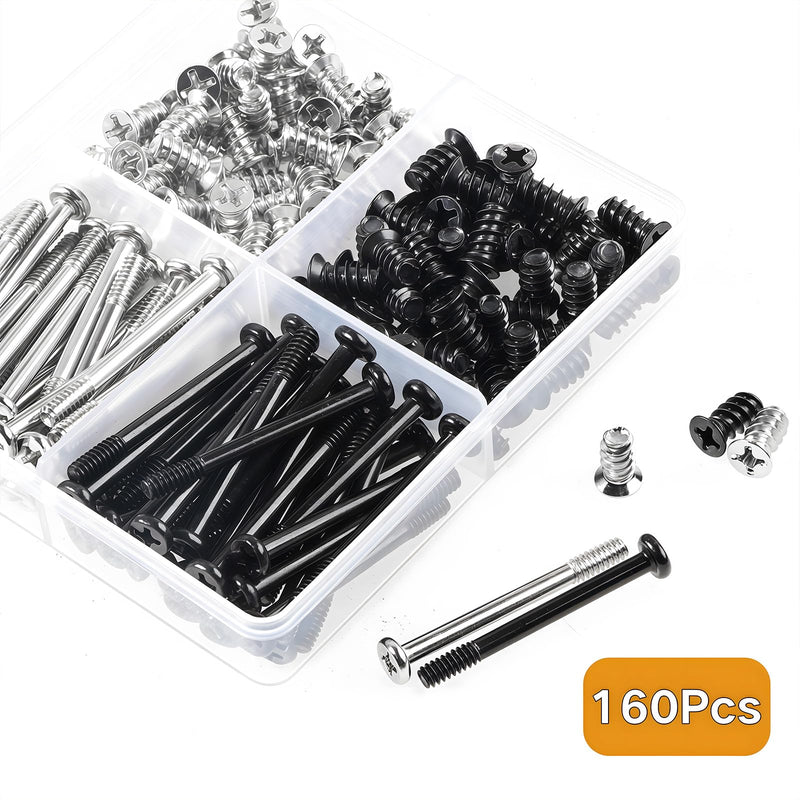 Case Fan Long Short Screws 160Pcs Long and Short Screw (#6-32x32mm, M5x10mm) PC Computer Chassis Fan Components Radiator Fan Cooling Fan Mount Screws Set Black and Silver #6-32*32