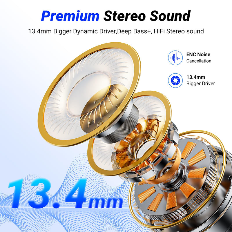 Wireless Earbuds, Bluetooth 5.4 ear buds with 4 ENC Noise Cancelling Mics, Bluetooth Earbuds with 48H Playtime, IPX7 Waterproof Workout earbuds, White headphones HiFi Sound LED Display for iOS Android