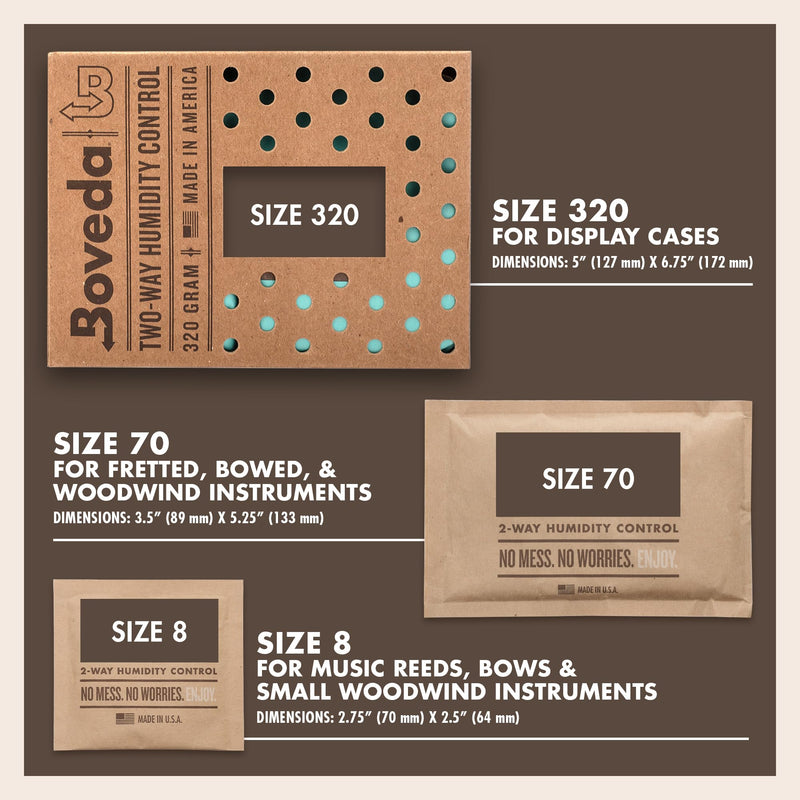 [AUSTRALIA] - Boveda 72% Two-Way Humidity Control Packs for Woodwind Reeds – Size 8 – 2 Pack – Moisture Absorbers – Protects Against Drying & Spliting – Individually Wrapped Reed Humidifiers for Day-to-Day Storage 