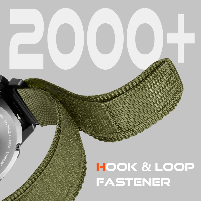 Bandletic 20mm Quick Fit Nylon Band Compatible with Garmin Watch | Rugged Nylon Strap with Magnetic Fidlock V-Buckle for Fenix 8 43mm//7s/6S Pro/5S Plus/Instinct 2s E 40mm/Approach S70 42mm Army Green Large (7.1"-8.5")