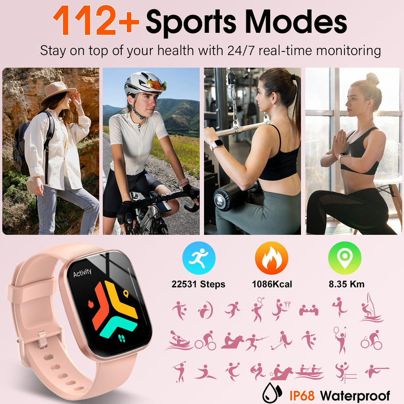 Csasan Smart Watch for Men Women(Answer/Make Call), 1.91" HD Screen Smartwatch Heart Rate/Sleep/Steps Monitor, Pink