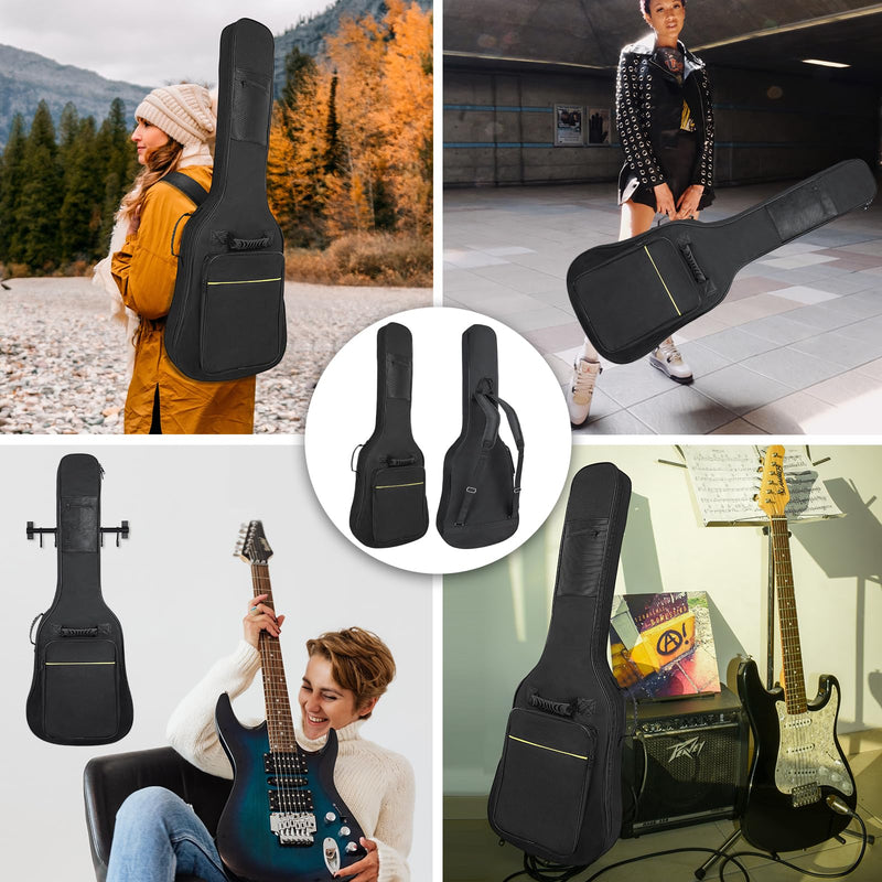[AUSTRALIA] - 39 Inch Electric Guitar Bag Soft Guitar Case, 6 MM Thick Padded Electric Guitar Gig Bag Waterproof Guitar Backpack with Pockets, Black 