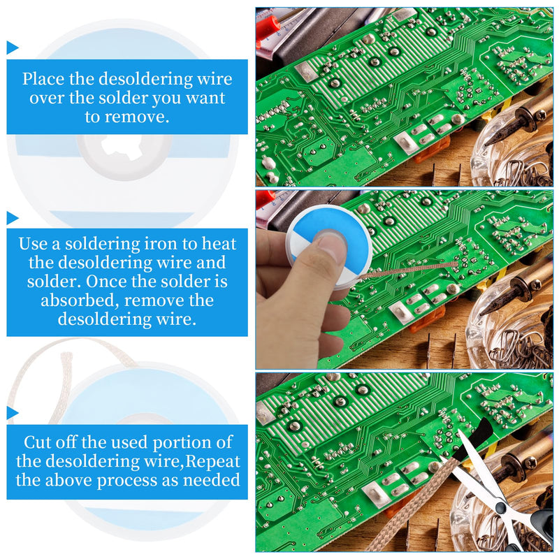 Desoldering Wire, No-Clean Desoldering Braid Desoldering Wick for Removing Solder and Disassembling Electrical Components (2.5 mm 1.5 m)
