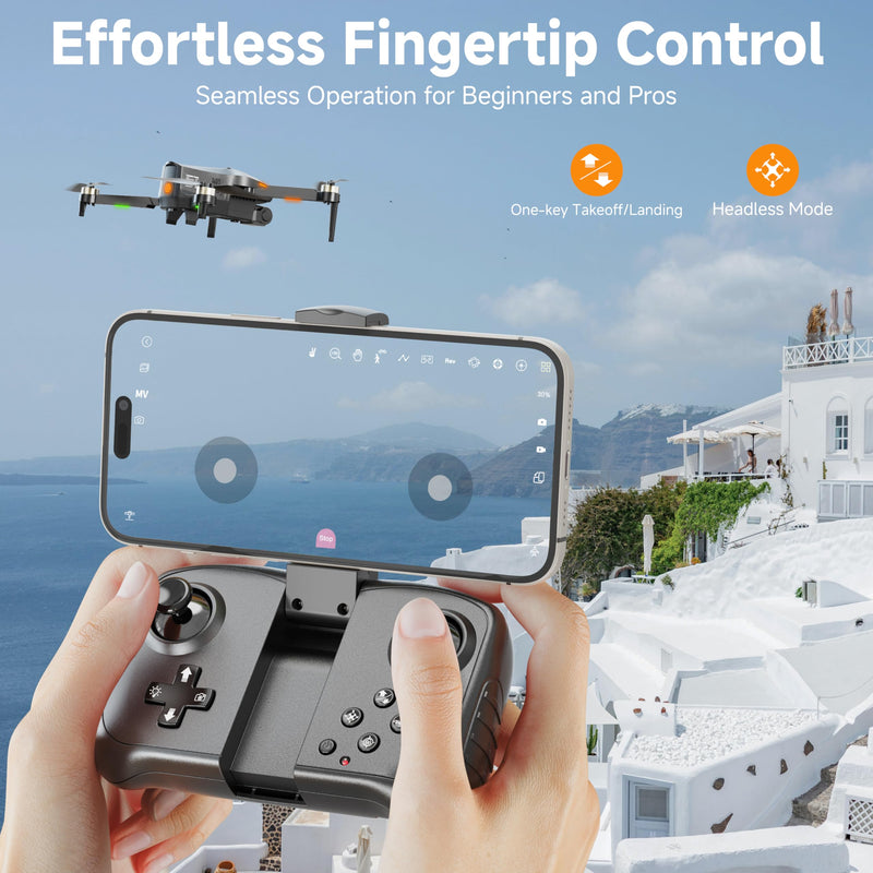 PLEGBLE Drones with Camera for Adults 4K, Beginner FPV Drone | Brushless Motor, 30 Mins Flight Time, Foldable Design, One-Key Takeoff/Landing, Emergency Stop, Under 249g, Gift for Kids Gray
