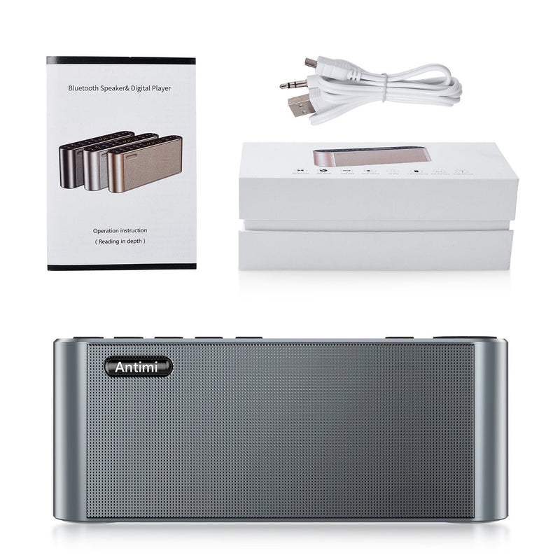 Antimi Bluetooth/FM Radio/MP3 Player Portable Wireless Speaker (Black) Silver black