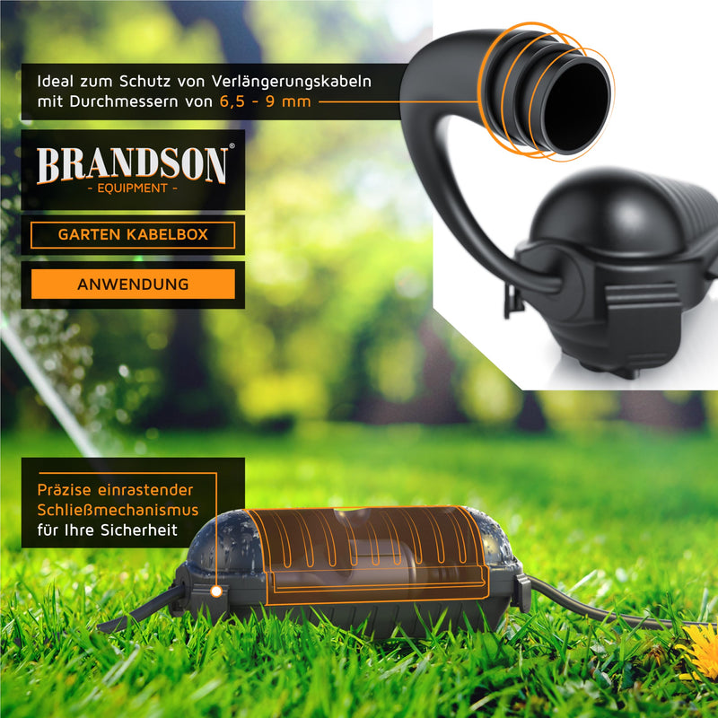 [AUSTRALIA] - Brandson - Garden Cable Box Waterproof - Outdoor IP44 Waterproof Safe Box - Non-Slip - Weatherproof Protective Box for Extension Cable for LED Chain Power Tool Lawnmower A: 1 x black 