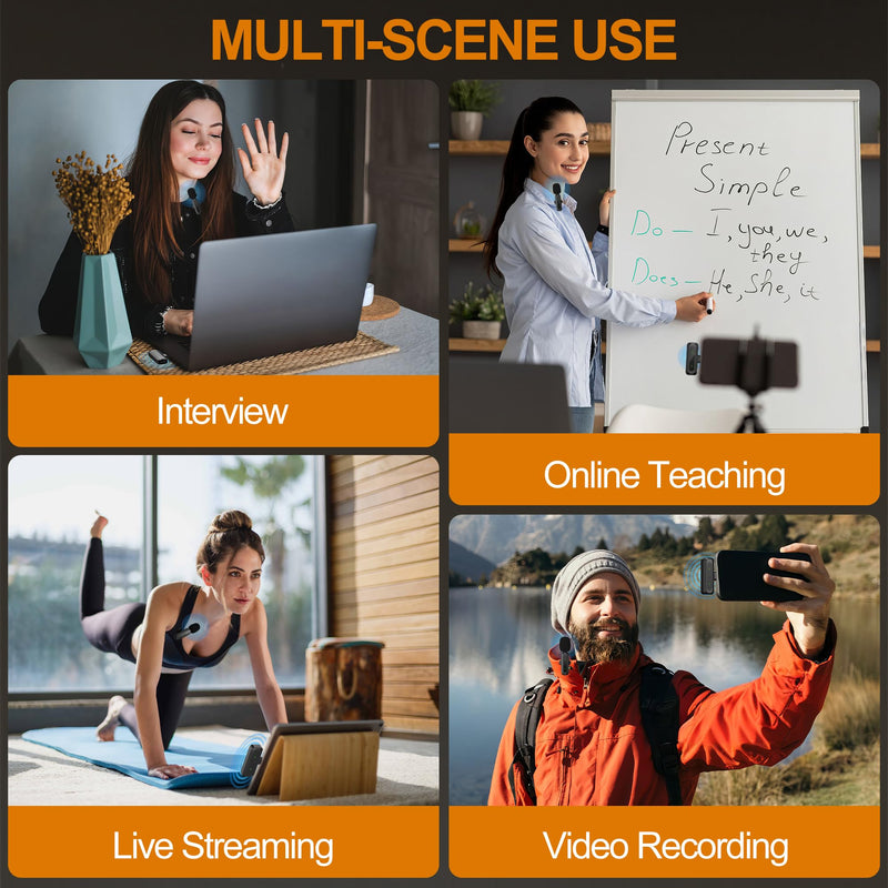 Wireless Lavalier Microphone for iPhone, iPad, Android - 100FT Transmission, 360° Omnidirectional HD High Sensitivity Mic for Interview, Video Podcast, Vlog, YouTube, TikTok