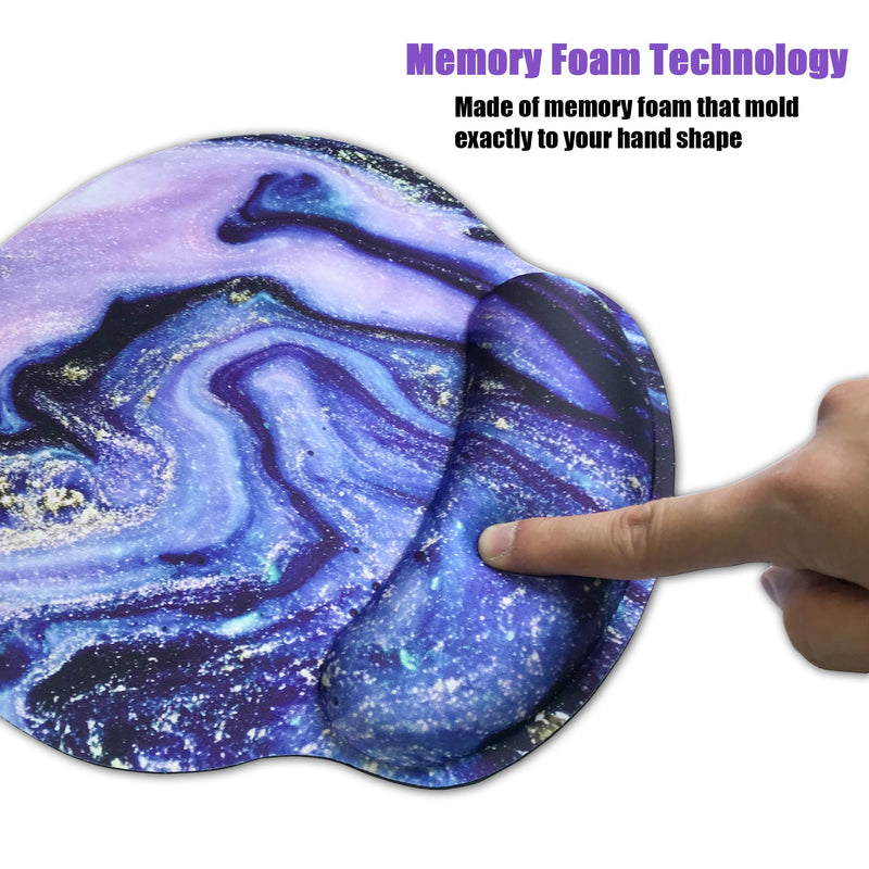 Ergonomic Mouse Pad with Wrist Support,Dooke Cute Wrist Pad with Non-Slip Rubber Base for Computer, Laptop, Home Office Gaming, Working, Easy Typing & Pain Relief Marble Marble Purple