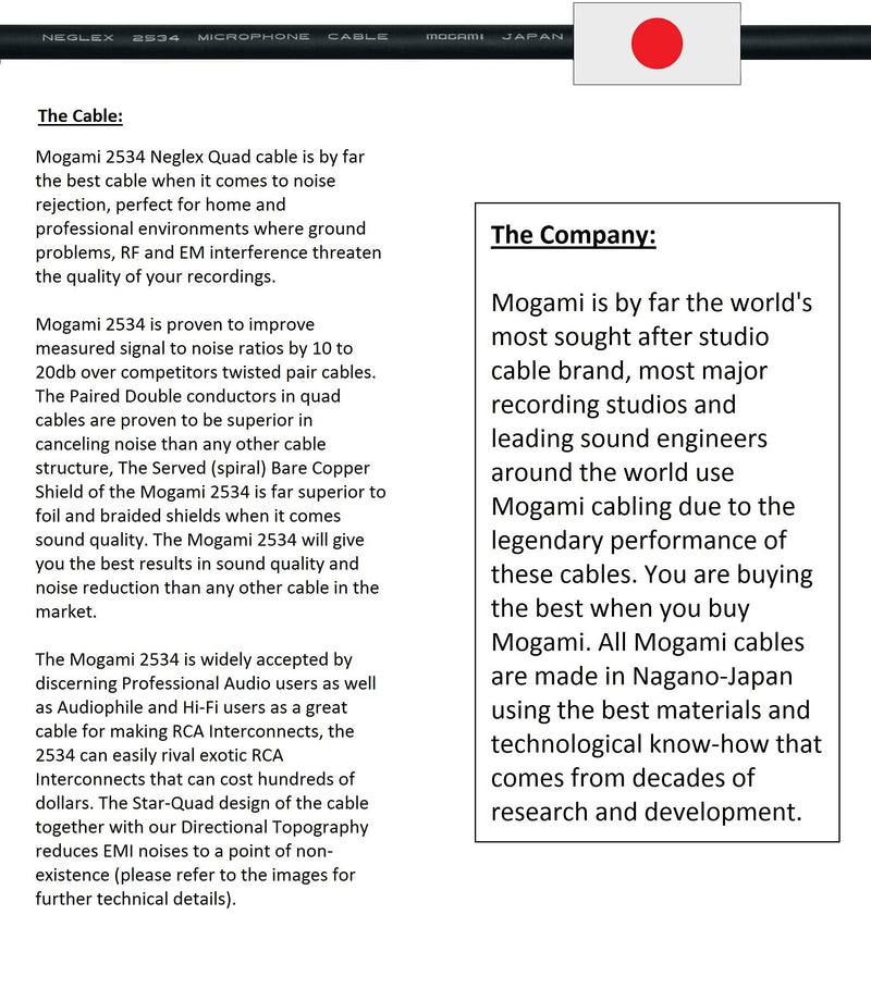 1.5 Foot – Quad Balanced Patch Cable CUSTOM MADE By WORLDS BEST CABLES – using Mogami 2534 wire and Neutrik NP3X-B ¼ Inch (6.35mm) TRS Stereo Phone Plugs