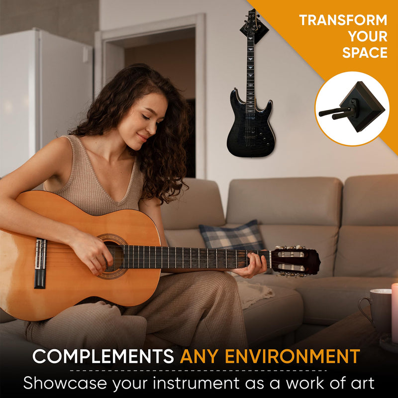 Easy Hanger Guitar Wall Mounted Instrument Hanger, No Tools and No Anchor Bolts Needed, Strong, Sturdy, Drywall-Friendly, Apartment-Friendly, Installs in Seconds (Made in The USA)