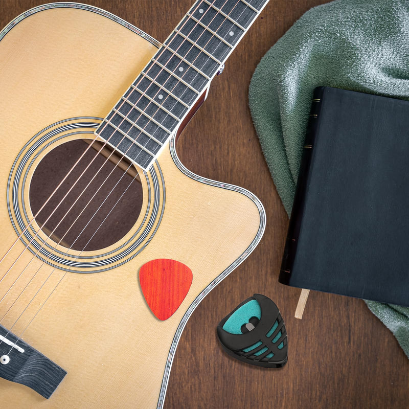 10 Pack Guitar Pick Holder, Stick-On Plastic Guitar Pick Case with Adhesive Back and Spring Convenient Guitar Pick Storage Box to Attach to Bass Ukulele Acoustic Guitar Accessories