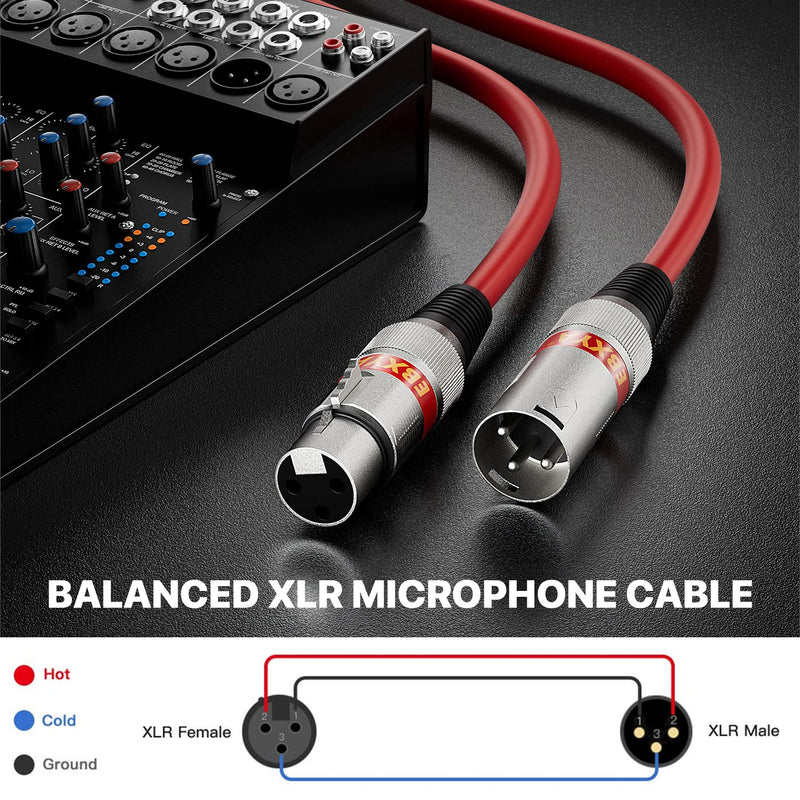 EBXYA XLR Cable 2ft 10 Pack 3 Pins Balanced XLR Microphone Cable Male to Female Suitable for Audio Mixer, Speaker Systems, Radio Station 10 Colors