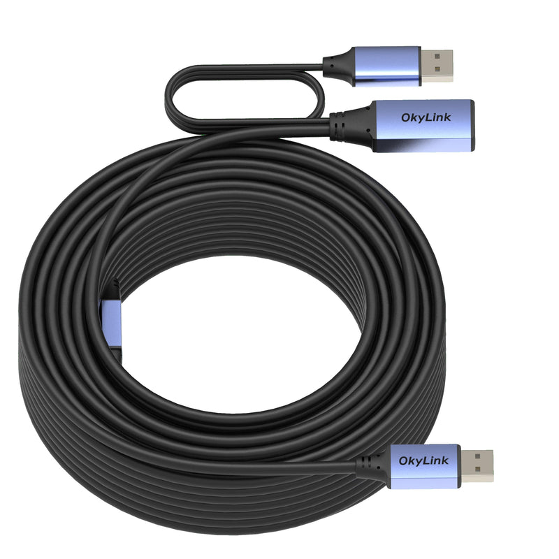 OkyLink Active USB 2.0 Extension Cable A to A, Male to Female 65ft(20M) | 480Mbps Signal booster cord, compatible with printer, mouse, keyboard, scanner, camera USB2.0 65ft (20m)