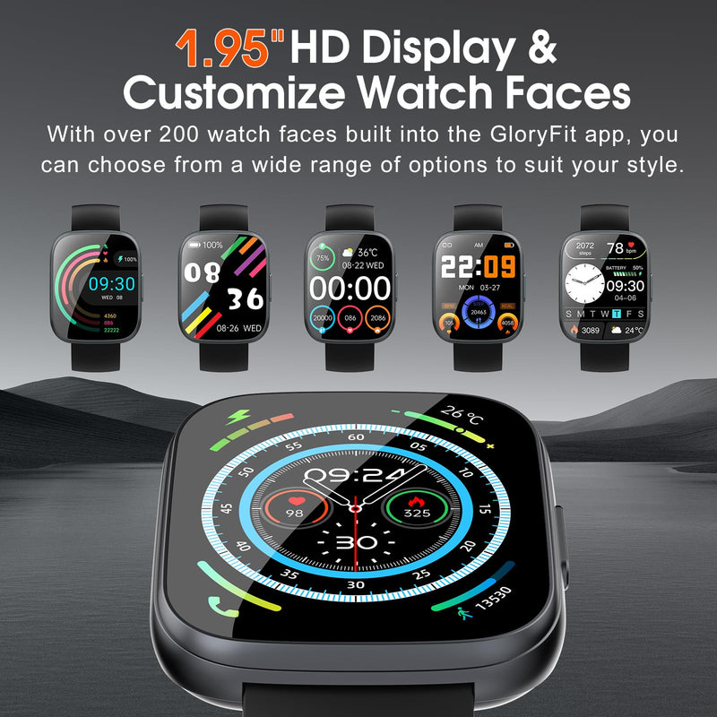 Smart Watch for Men Women(Answer/Make Calls), 1.95" HD Touch Screen Fitness Watch with Sleep Heart Rate Monitor, 110+ Sports Modes, IP68 Waterproof Activity Trackers Compatible with Android iOS, Black