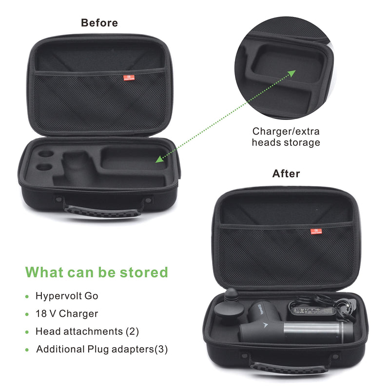 Carrying Case Compatible for Hypervolt Go Travel Storage Organizer Hard Shell Bag fit for Hyperice Hypervolt GO Massage Gun Device Black 02