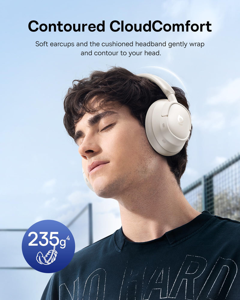 Baseus Bass BH1 NC Adaptive Active Noise Cancelling Headphones, Real-Time Adaptive Hybrid ANC, SuperBass 2.0, LDAC Hi-Res Sound, 80H Playtime, 5-Mic AI Clear Calls, Comfortable Fit, Bluetooth 6.0 Moon White