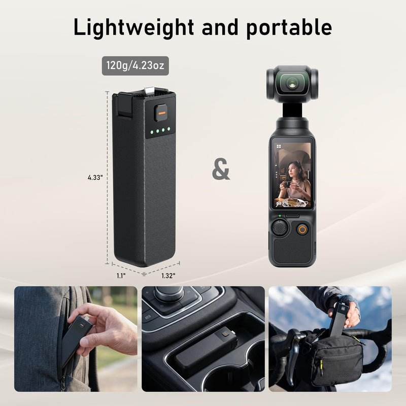 [AUSTRALIA] - CYNOVA Osmo Pocket 3 Battery Handle for DJI Osmo Pocket 3 Accessories, Pocket 3 Battery Grips Compatible with Xtra Muse, 5000mAh 22.5W Fast Charging Power and Reserved 1/4”Thread 