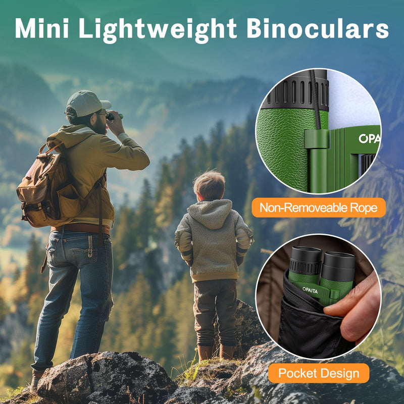 12X25 Compact Binoculars for Kids Bird Watching - Opaita Small Folding Binocular for Adults - Mini High Powered Binocular Lightweight Easy Focus Binoculars for Travel Hunting