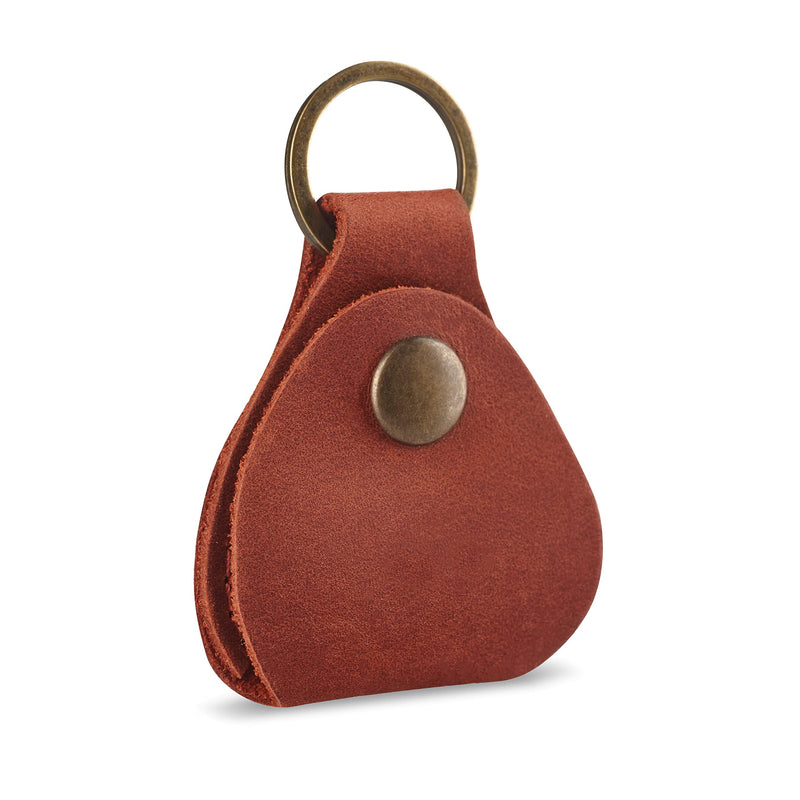 Leather Guitar Pick Holder Keychain, Guitar Pick Holder Case Bag, Plectrum Key Fob Cases Bag, Gift for Guitar Players (Cognac) Cognac