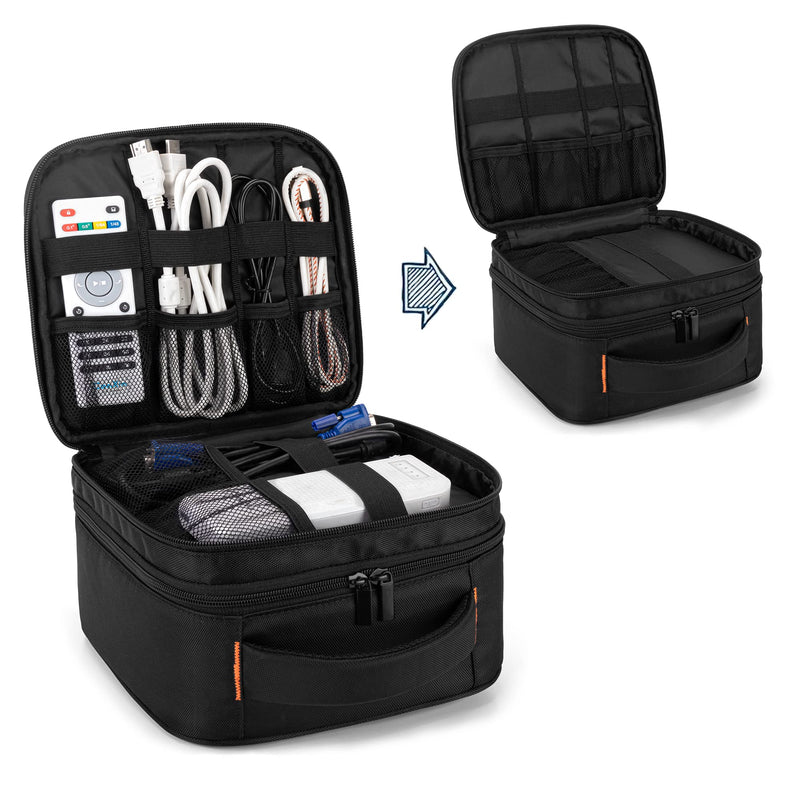 CURMIO Double Layers Projector Case, Mini Projector Carrying Bag Compatible with DR.J Professional and QKK Mini Projector, Black Double Layer