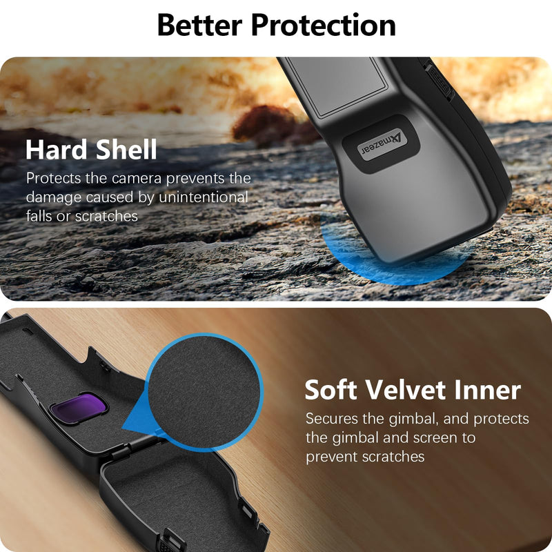 AMAZEAR Gimbal Screen Protective Cover for DJI Osmo Pocket 3 Accessories, Lens Cap Hard Case for Xtra Muse Gimbal Vlog Camera with Soft Lining, Compact Design, Quick Open/Close, Black