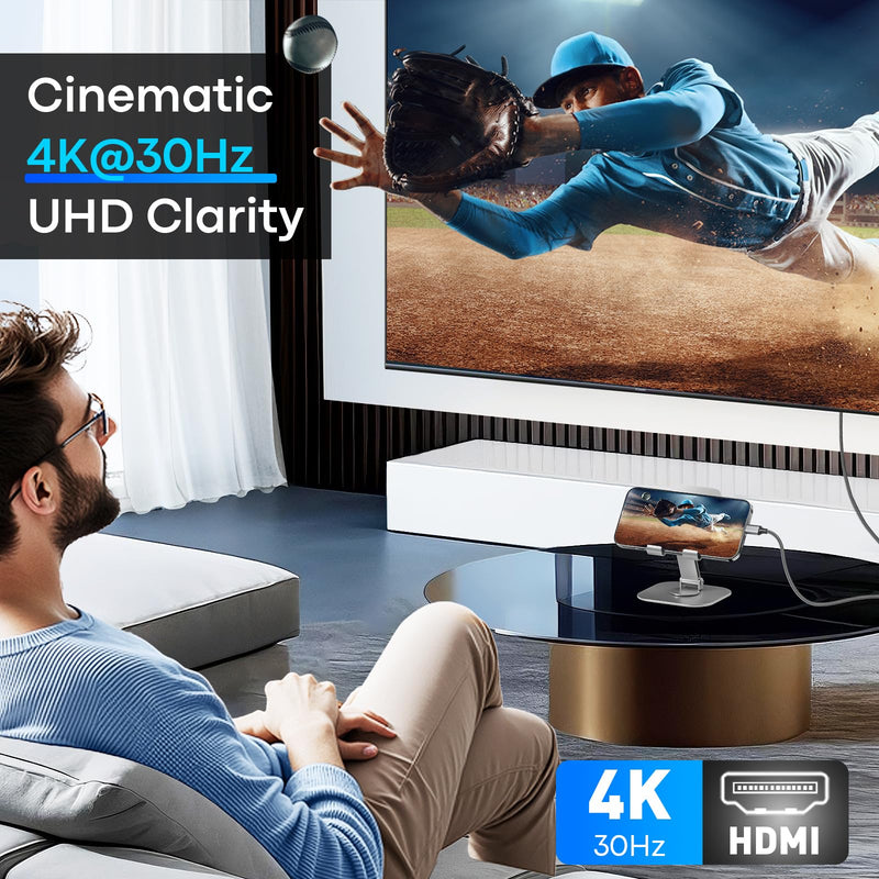 UANTIN USB C to HDMI Cable 10Ft for Home Office 4K High-Speed 5-Pack | USBC to HDMI Cord [Thunderbolt 3/4/5 Compatible] with MacBook Neo, Galaxy S9 to S25, iPhone 17 Pro/Max, iPad Pro, Surface 5 Pack