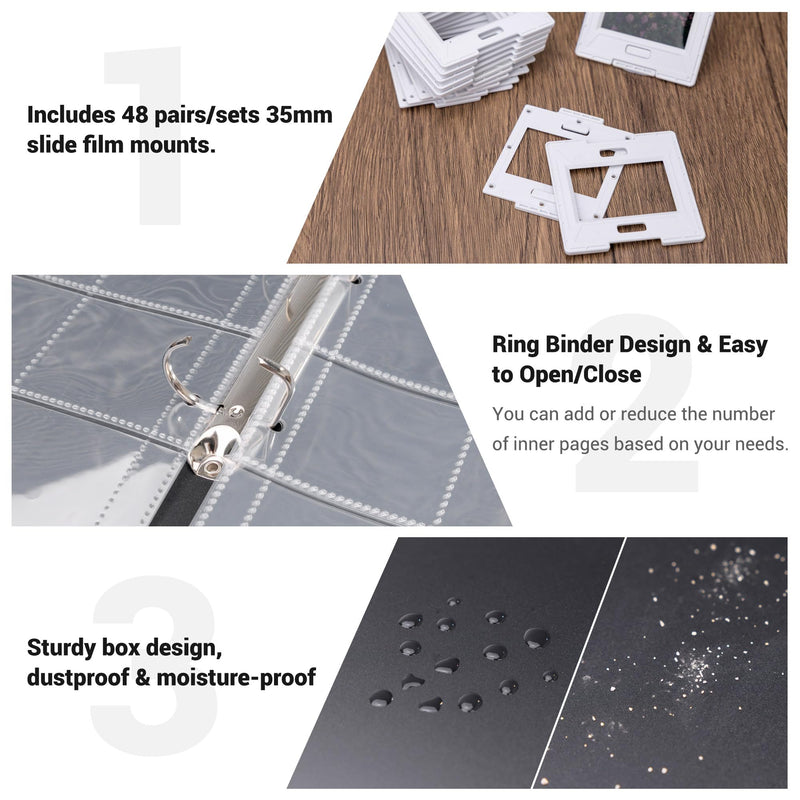 JJC Slide Film Cutter with Slide Storage Box Kit for Film Cutting and Archiving