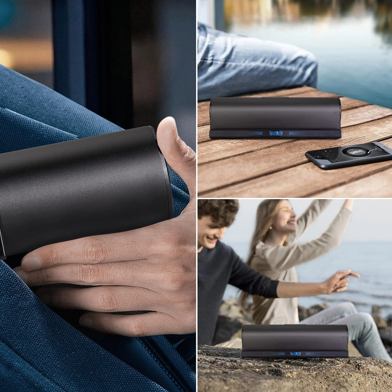 [AUSTRALIA] - DORNLAT Wireless Bluetooth Speakers, Portable Phone Tablet Stand Holder Speaker, Dual Drivers Stereo Dock Speaker for iPad, Phone, Outdoor, Travel, Home Party (Black) 