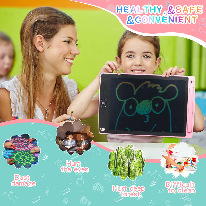 4 Piece LCD Writing Tablet Doodle Board Electronic Toy 8.5 Inch Colorful LCD Writing Board Electronic Tablet Writing LCD Erasable Drawing Pad Reusable Writing Pad (Blue, Red, Green, Pink) Blue, Red, Green, Pink