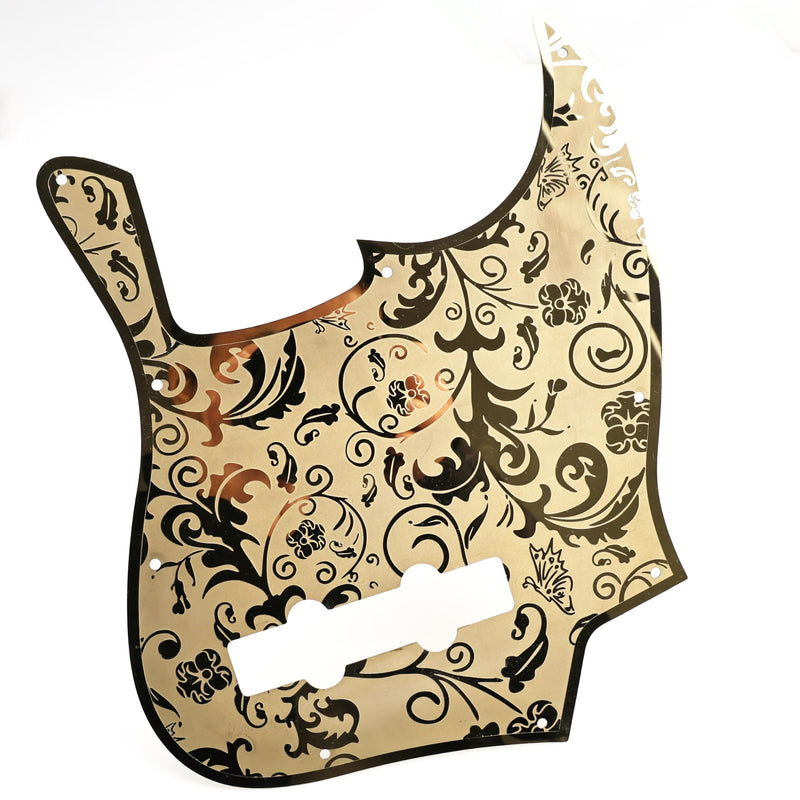 [AUSTRALIA] - Stainless Steel J Bass Pick Guard Scratch Plate 10 Hole Engraved Metal Bass Pickguard with Mounting Screws Compatible with USA/Mexican Standard FD Jazz 4-String Bass Parts(Gold) Gold 