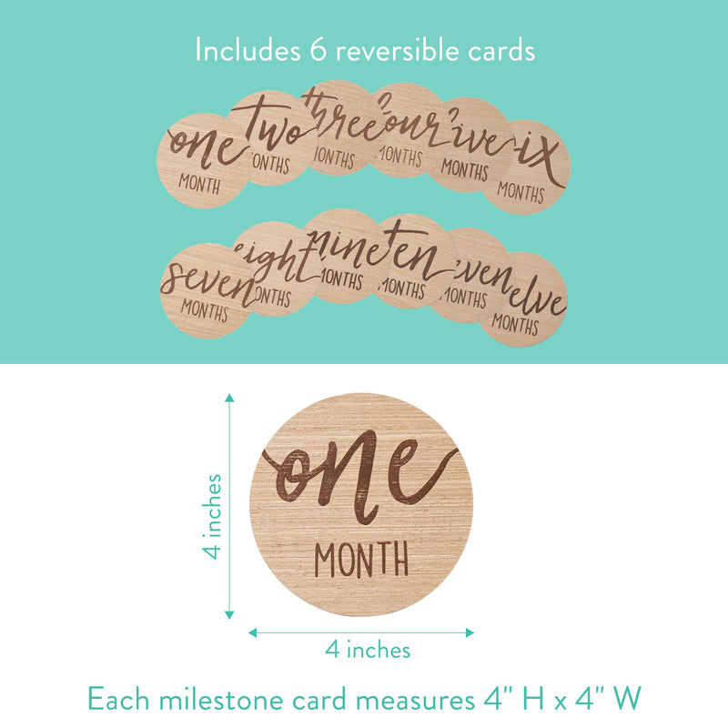 Kate & Milo Baby Monthly Milestone Marker Discs - Classic Cursive Script Wooden Discs with Reversible Photo Props for Baby Announcement and Milestones, Gender-Neutral Gift for Newborn Boy and Girl Circle Milestone Discs