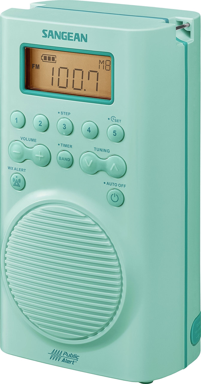 Sangean H205TQ AM/FM Weather Alert Waterproof Shower Radio Turquoise Single
