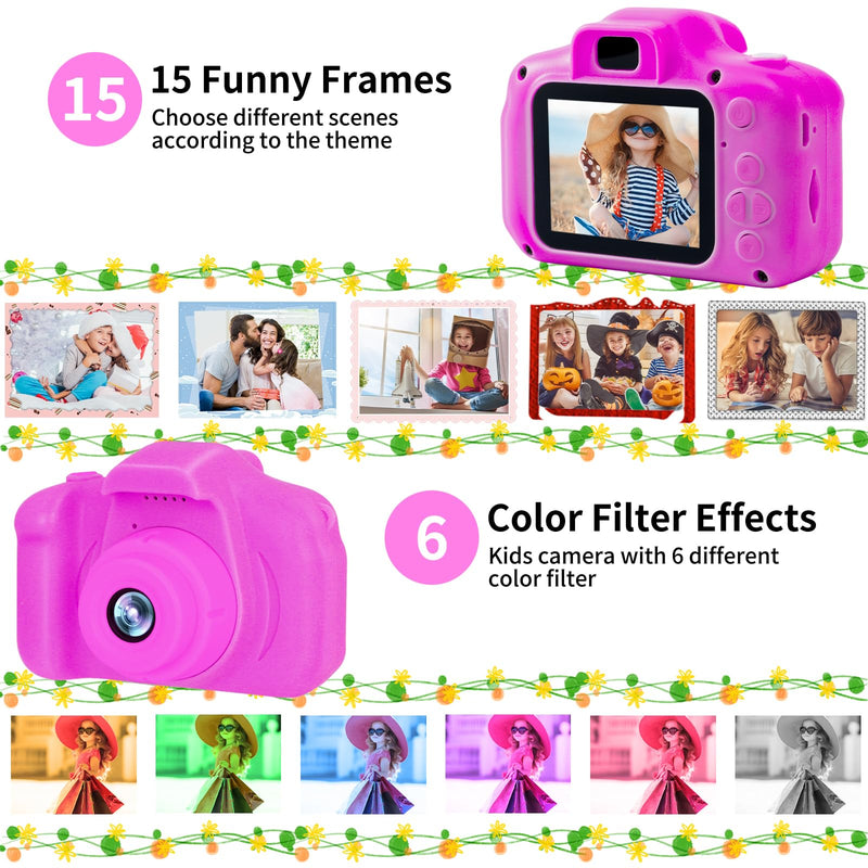 Kids Camera Underwater Waterproof Digital Camera for Kids 2 Inch IPS Screen 1080P HD Kids Video Action Camera for 3 4 5 6 7 8 9 10 Year Old Girls Boys Thanksgiving Christmas Birthday Gift Rose Red