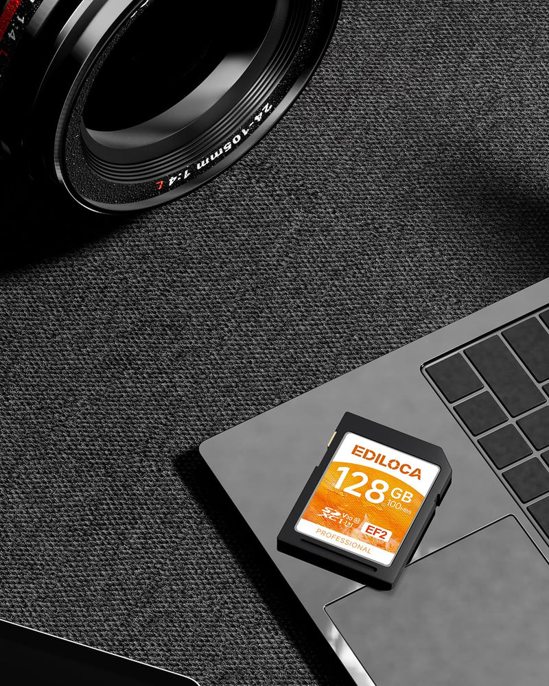 EF2_128GB UHS-I SD Card UHS-I Memory Card Fast Storage, Read Speed 100MB/s, Write Speed 90MB/s, C10, U3, V30, Full-HD & 4K Video, SD Card, Must-Have for Professional Photographers 128GB EF2 -100MB/s