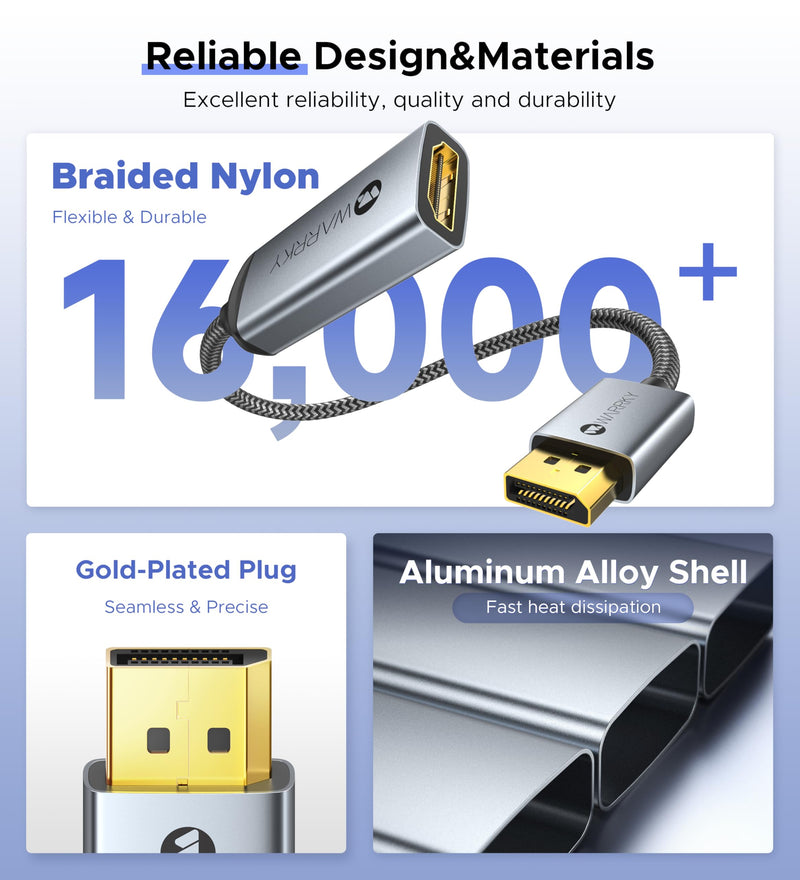 Warrky DisplayPort to HDMI Adapter 2-Pack (4K, UHD), [24K Gold-Plated, Slim Aluminum Shell] Display Port to HDMI/DP to HDMI Adapter for Lenovo, DELL, HP, ThinkPad, GPU, AMD, NVIDIA&More 1 Silver Gray