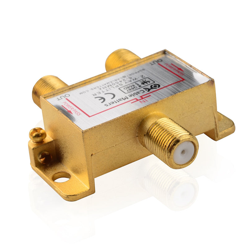 Cable Matters 2-Pack 2.4 Ghz 2 Way Coaxial Cable Splitter for STB TV, Antenna and MoCA Network - All Port Power Passing - Gold Plated and Corrosion Resistant 2-Way