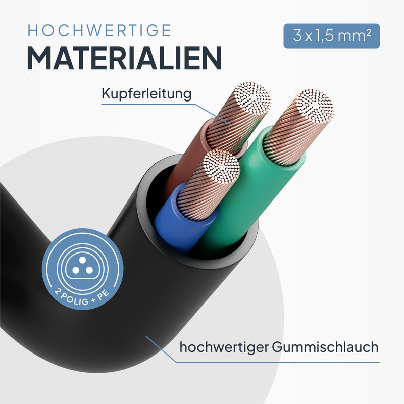 SEPO-Leitungen BC01 Balcony Power Station Cable - Female to Schuko Plug 2 m (IP44) Including 0% VAT According to § 12 Paragraph 3 UStG - AC Extension Cable for Inverter Deye, Envertech, TSUN, NEP 0% VAT - Cable 2 Meter