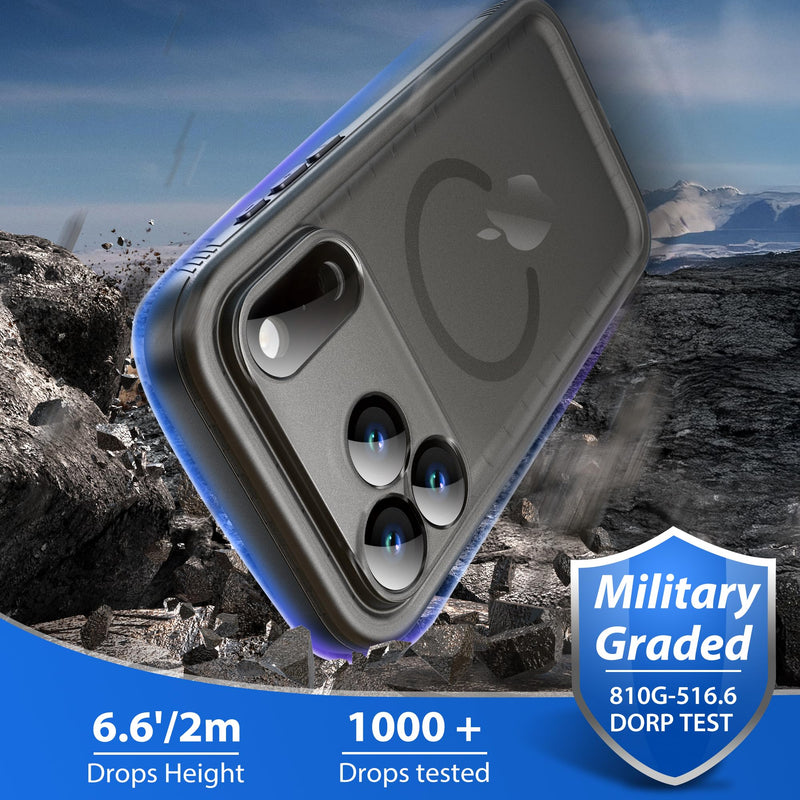 SPORTLINK for iPhone 17 Pro Max Waterproof Case, Mag/Black | Military-Grade Heavy-Duty 360° Full-Body Protection with Built-in Screen & Camera Protectors, Dustproof, Shockproof Black/Mag for iPhone 17 Pro Max (6.9")