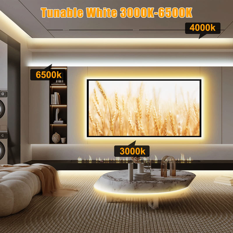 Tatazone 16.4ft Tunable White Smart COB Led Strip Light Kit, CCT 2700K-6500K Bright COB Led Tape Light Compatible with Alexa and Google, Dimmable Indoor COB Led Ribbon for Kitchen Cabinet, Room, TV
