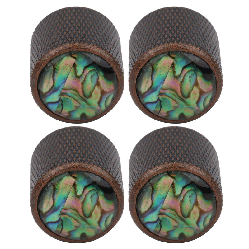 Electric Bass Knob, 4 Pcs Metal Electric Bass Knob Dome Metal High-End Shell Inlaid Tone Volume Control Guitar Parts(Color Shell Bronze)