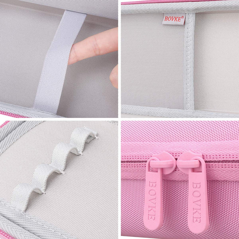 BOVKE Hard Stethoscope Case for 3M Littmann Classic III, Lightweight II S.E, Cardiology IV Diagnostic, MDF Acoustica Deluxe Stethoscopes - Extra Room for Taylor Percussion Hammer and Penlights, Pink
