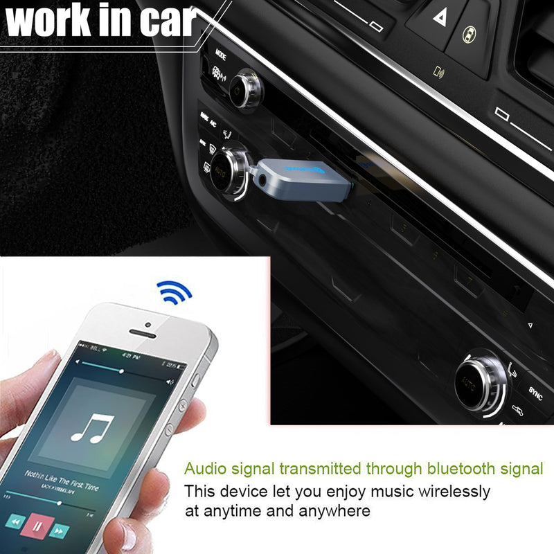 [AUSTRALIA] - USB Bluetooth Car Kit [Stronger Mics& Noise Cancellation] &[Plug-and-Play] Bluetooth 5.3 Receiver Adapter for Car Music/Hands-Free Calls/Stereo Audio,(H222) Grey 