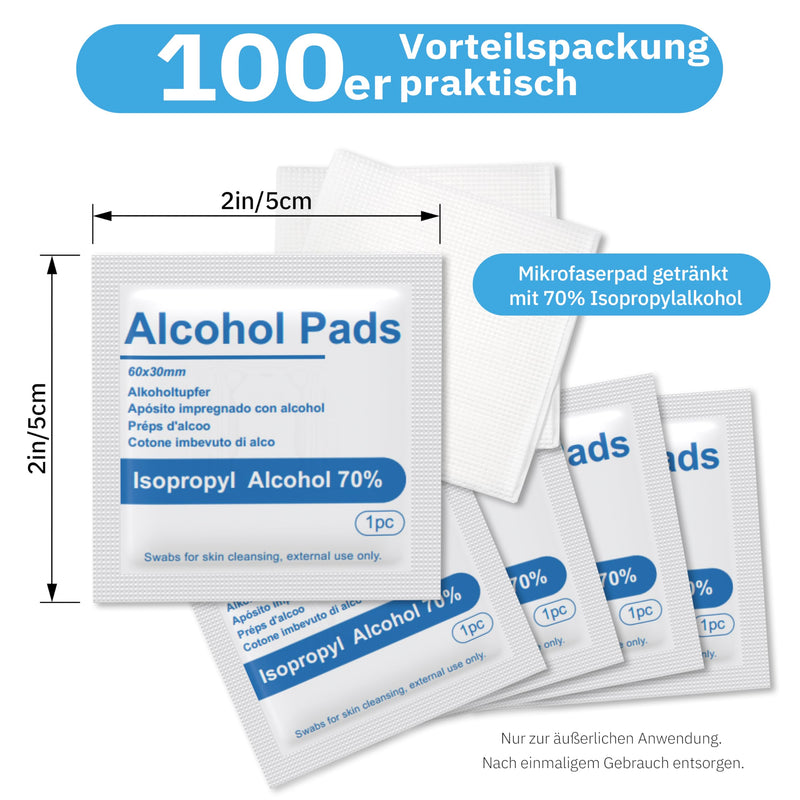 Linkfar Alcohol Swabs - 70% Isopropanol Disinfectant Wipes for Skin Cleaning, Glasses & Surfaces - Hygienically Individually Packed, Pack of 100 (3 x 6 cm)
