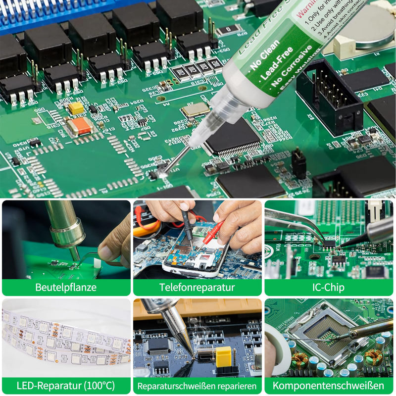 Gruiqrd Flux Soldering, 40 ml Lead-Free Syringe Solder Flux Paste, No Clean Rosin Soldering Paste Flux for BGA LED PCB SMD Electronics Soldering