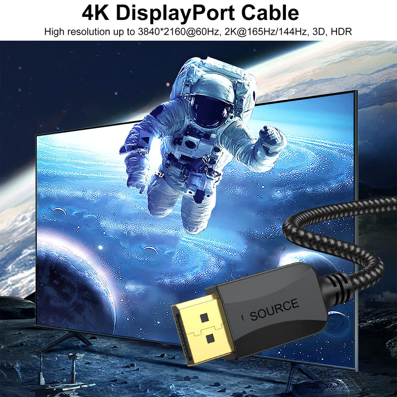 DisplayPort to DisplayPort Cable 1.5 FT 10-Pack, 4K, 2k@165Hz/ 144Hz | Thin Male to Male DP Display Port Cable Adapter for Computer, Docking Station, Monitor and More DisplayPort Cable 1.5 Feet