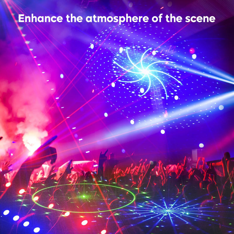 Dj Party Lights,9 Lens Strobe Laser Rave Light Show with DMX & Sound Activated with Remote Control Party Light Dj Disco Lights Indoor for Dance Birthday Wedding Stage Lighting