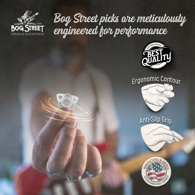 [AUSTRALIA] - Bog Street Lead & Rhythm (Leap Series) Non-Slip Guitar Picks Made in USA Pack of 6 Plectrum for Guitar for Beginners & Hand Impairments 
