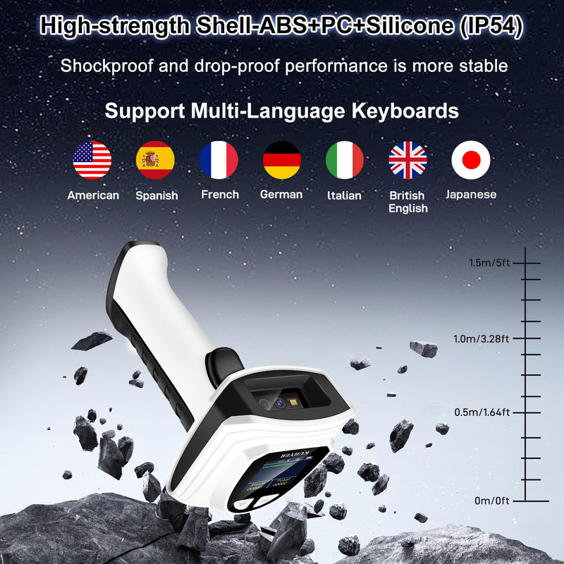 [AUSTRALIA] - KUIIYER 1D QR 2D Barcode Scanner, Bluetooth Wireless Bar Code Scanners with Setting Keypad & LCD Screen Display & AI Voice, Handheld Barcode Reader for iPhone, Android, iPad, Tablet, Computers & POS Bluetooth Barcode Scanner 