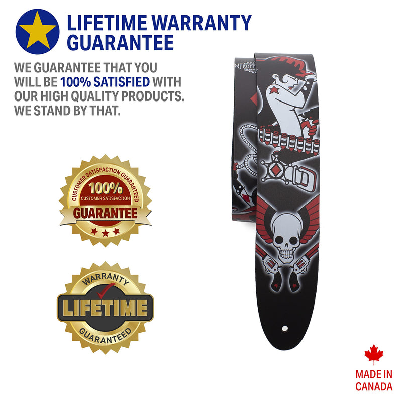 Perri's Leathers, Official David Bolt Wild West Diamonds Licenced Leather Guitar Strap, Direct to Leather Series, Anti-Slip, Adjustable from 42.5" to 56" Inch, Compatible w/All Button Lock Systems