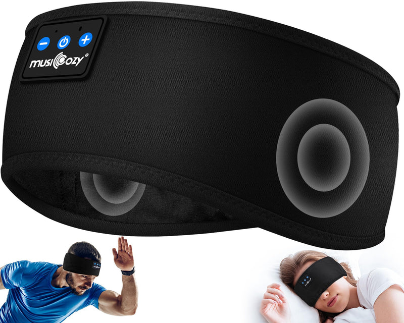 MUSICOZY Sleep Headphones Bluetooth Headband Wireless Music Headband Headphones, Earbuds IPX6 Waterproof for Side Sleepers Women Men Workout Running Insomnia Travel Yoga Cool Gadgets Unique Gift 2 Pcs
